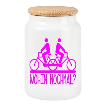 WOHIN NOCHMAL - FAHRRAD TOUR - RADFAHREN - Keksdose mit Holzdeckel - Weiß - Vorne