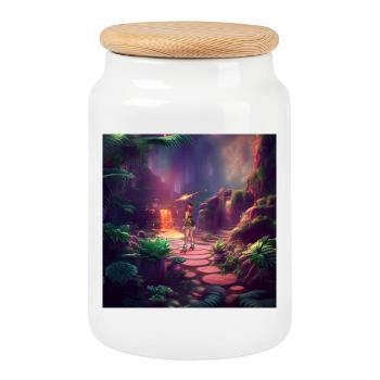 Merveilleuse fée dans un monde fantastique. - Boîte à biscuits avec couvercle en bois - blanc - Devant