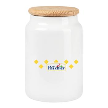 Fais pas chier - Boîte à biscuits avec couvercle en bois - blanc - Devant