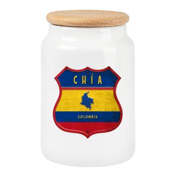 Chía Kolumbien Wappen Design - Keksdose mit Holzdeckel - Weiß - Vorne