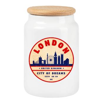 Skyline de Londres, ville de rêves - Boîte à biscuits avec couvercle en bois - blanc - Devant