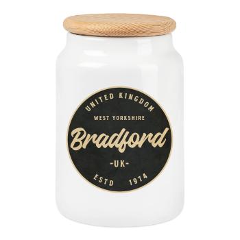 Bradford Vintage Circular Badge - Cookie Jar with Wooden Lid - white - Front