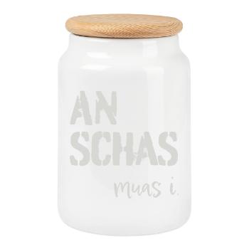An Schas muas i! Dialekt, Mundart - Keksdose mit Holzdeckel - Weiß - Vorne