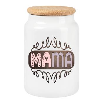 Idées cadeaux pour MAMAN - FÊTE DES MÈRES - Boîte à biscuits avec couvercle en bois - blanc - Devant