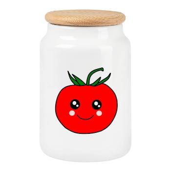 Tomate, rouge, tomate rouge, tomates - Boîte à biscuits avec couvercle en bois - blanc - Devant