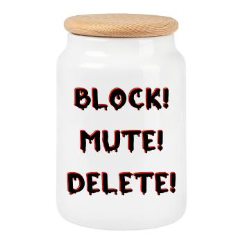 BLOCK MUTE DELETE - Keksdose mit Holzdeckel - Weiß - Vorne