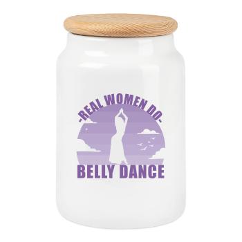 Belly Dance Belly Dancer Dancer Gift - Cookie Jar with Wooden Lid - white - Front