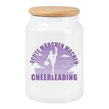 Cheerleading Cheerleader Pompons Mädchen Geschenk - Keksdose mit Holzdeckel - Weiß - Vorne