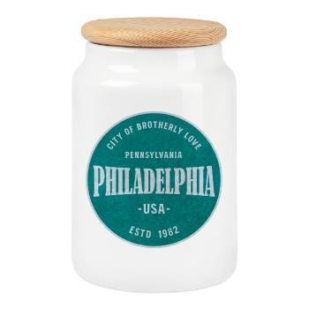 Thé millésimé de Philadelphie - Boîte à biscuits avec couvercle en bois - blanc - Devant