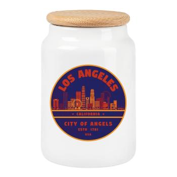 City portrait Los Angeles skyline - Cookie Jar with Wooden Lid - white - Front