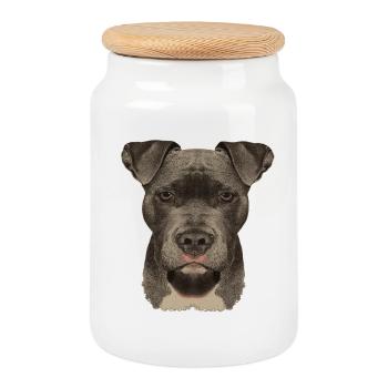 Am Staff, american stafford Terrier - Keksdose mit Holzdeckel - Weiß - Vorne
