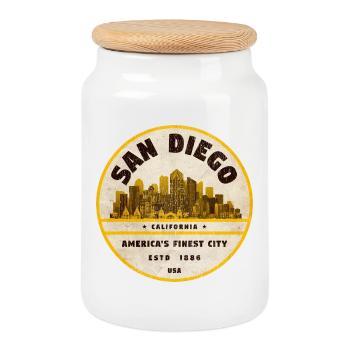 San Diego - Cookie Jar with Wooden Lid - white - Front