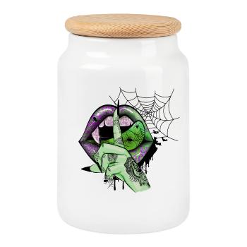 Green Vampire lips - Keksdose mit Holzdeckel - Weiß - Vorne