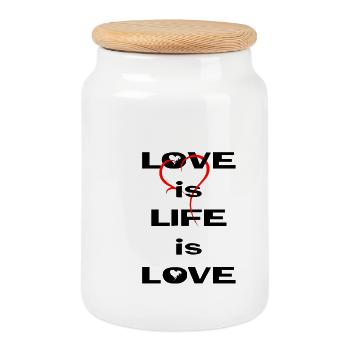 Liebe ist Leben ist Liebe - Keksdose mit Holzdeckel - Weiß - Vorne