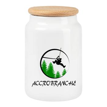 Tree climbing - Cookie Jar with Wooden Lid - white - Front