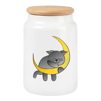Monde, Katzen design, schlafend - Keksdose mit Holzdeckel - Weiß - Vorne