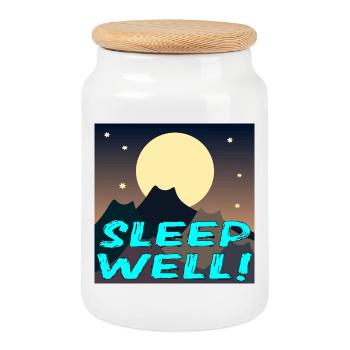 SLEEP WELL - CATS LANDSCAPE - FULL MOON - Cookie Jar with Wooden Lid - white - Front