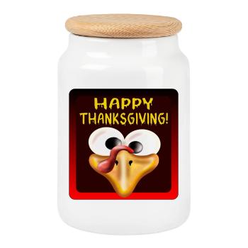 Joyeux Thanksgiving - TURQUIE - Boîte à biscuits avec couvercle en bois - blanc - Devant