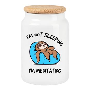 Relax Sloth Sleeping Zoo Animal Statement Tired - Cookie Jar with Wooden Lid - white - Front
