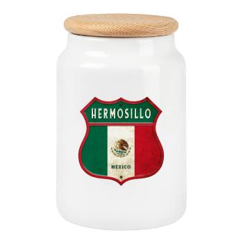 Design des armoiries d'Hermosillo Mexico - Boîte à biscuits avec couvercle en bois - blanc - Devant