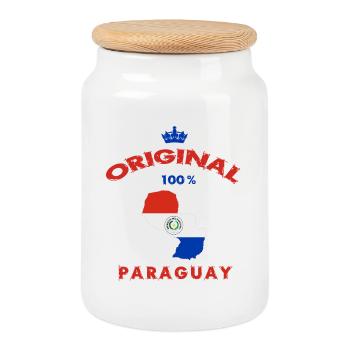Design original 100 % drapeau du Paraguay - Boîte à biscuits avec couvercle en bois - blanc - Devant