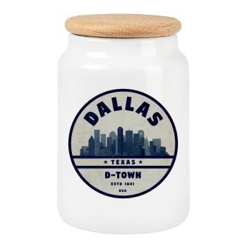 Dallas (Texas) - Boîte à biscuits avec couvercle en bois - blanc - Devant