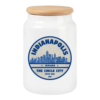 Indy Kreisstadt Skyline Vintage - Keksdose mit Holzdeckel - Weiß - Vorne