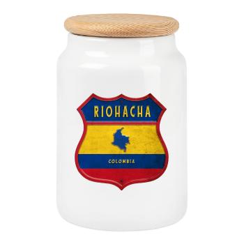 Riohacha Kolumbien Wappen Design - Keksdose mit Holzdeckel - Weiß - Vorne