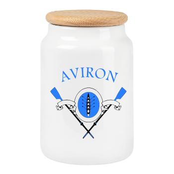 Aviron - Boîte à biscuits avec couvercle en bois - blanc - Devant