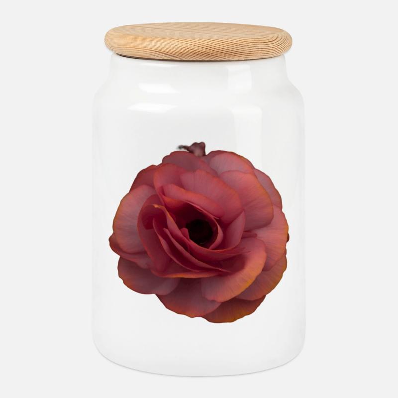 Rosa Rose Blütenpracht - Keksdose mit Holzdeckel - Weiß