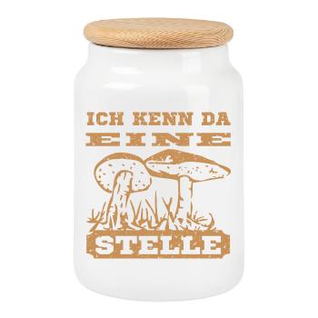 Pilz Motiv - Keksdose mit Holzdeckel - Weiß - Vorne
