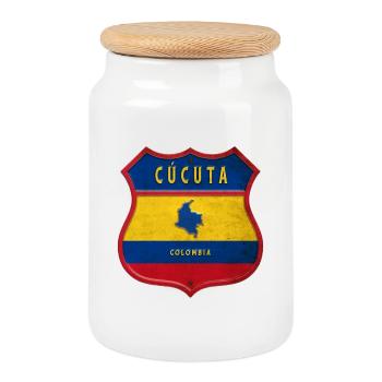 Cúcuta Kolumbien Wappen Design - Keksdose mit Holzdeckel - Weiß - Vorne