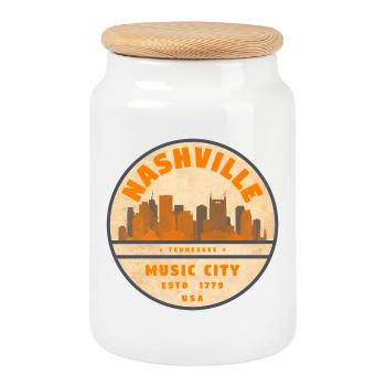 Nashville États-Unis - Boîte à biscuits avec couvercle en bois - blanc - Devant