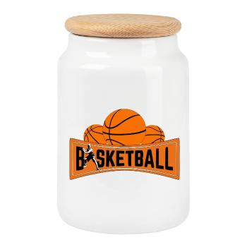 Basketball - Keksdose mit Holzdeckel - Weiß - Vorne