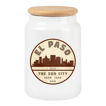 La silhouette de la ville du soleil d’El Paso - Boîte à biscuits avec couvercle en bois - blanc - Devant
