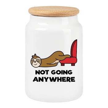 Sloth Relax Animal Lazy Chill Statement Zoo - Cookie Jar with Wooden Lid - white - Front