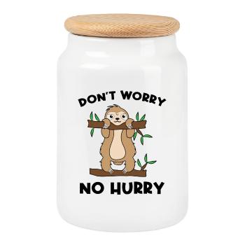 Animal Jungle Statement Sloth Relax Jungle - Cookie Jar with Wooden Lid - white - Front