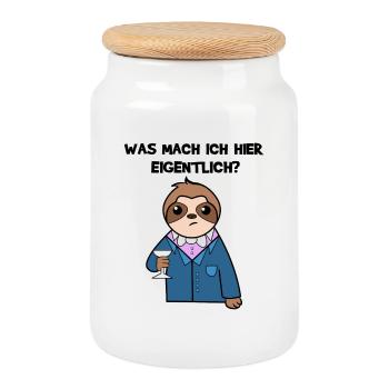 Urwaldbewohner Statement Faultier Relax Säugetier - Keksdose mit Holzdeckel - Weiß - Vorne