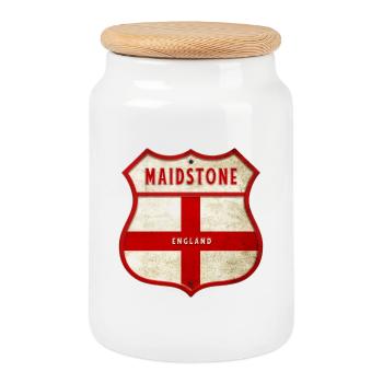 Armoiries de Maidstone, Angleterre - Boîte à biscuits avec couvercle en bois - blanc - Devant