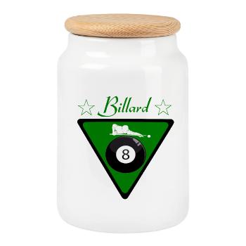 billard - Boîte à biscuits avec couvercle en bois - blanc - Devant