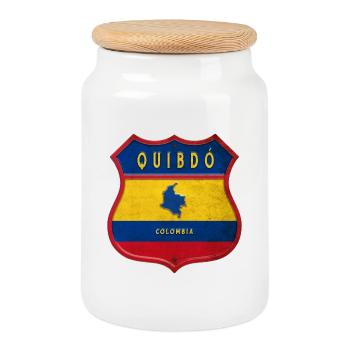 Quibdó Kolumbien Wappen Design - Keksdose mit Holzdeckel - Weiß - Vorne