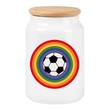 football Regembogen - Cookie Jar with Wooden Lid - white - Front