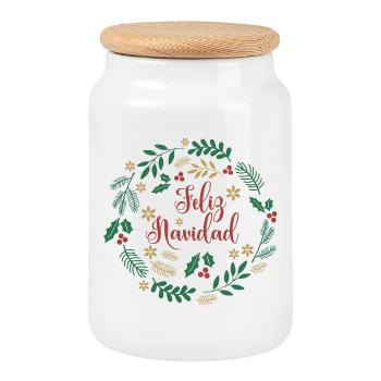 Playera Feliz Navidad Camiseta Frohe Weihnachten - Keksdose mit Holzdeckel - Weiß - Vorne