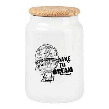 Osez rêver - Boîte à biscuits avec couvercle en bois - blanc - Devant