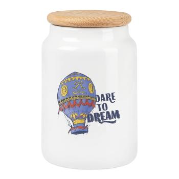 Dare To Dream - Cookie Jar with Wooden Lid - white - Front