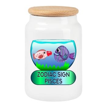 SIGNE SOLAIRE POISSONS - ASTROLOGIE DU ZODIAQUE - Boîte à biscuits avec couvercle en bois - blanc - Devant