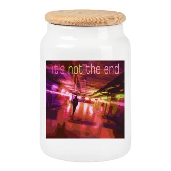 Neon trail It's not the end - Cookie Jar with Wooden Lid - white - Front