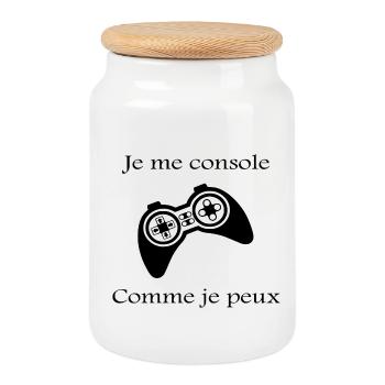 manette de jeu vidéo - Boîte à biscuits avec couvercle en bois - blanc - Devant