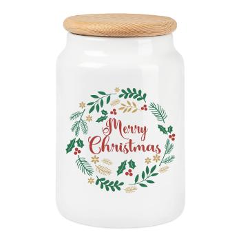 Frohe Weihnachten T-Shirt Frohe Weihnachten Feliz Navidad - Keksdose mit Holzdeckel - Weiß - Vorne