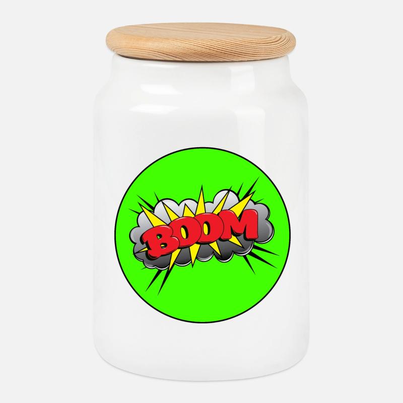 Boom - Cookie Jar with Wooden Lid - white